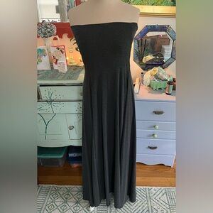 Athleta Convertible Maxi Skirt Dress M Dark Gray Tencel VGUC Boho Stretch